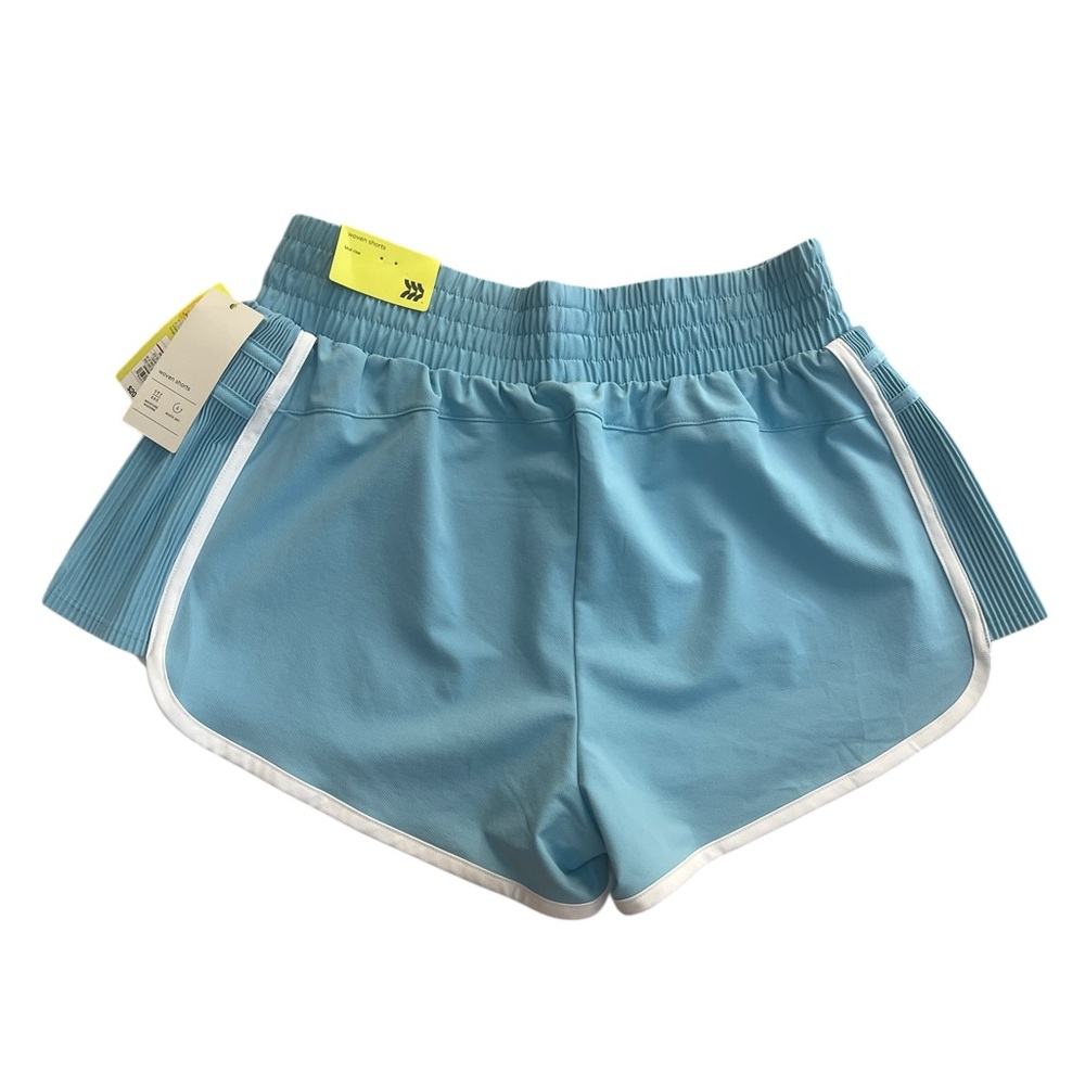 All in Motion Mid Rise Dolphin Running Shorts Light Blue White Trim Women’s M - Picture 5 of 15